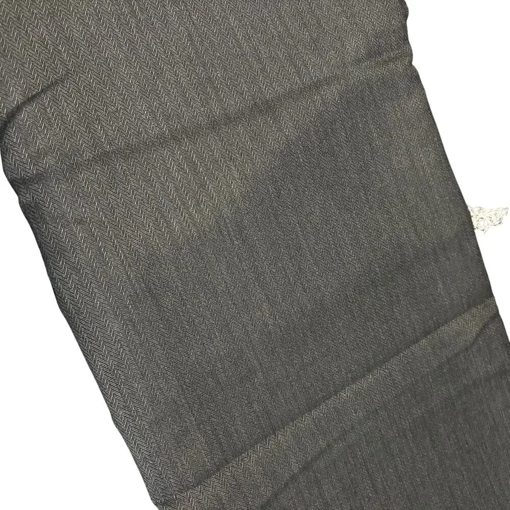 Vintage 100% Wool Fabric Gray Charcoal Herringbone England Suiting 2.25 Yards